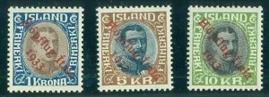 ICELAND #C12-14 (165-7) Complete HOPFLUG set, og, NH, Pollak cert Scott $5,225