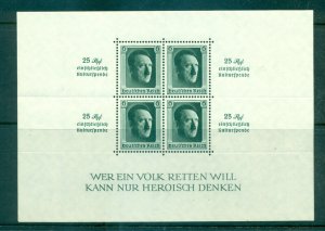 Germany - Sc# B104a. 1937 Hitler Sheet W/Marginal Inscr. MNH Pristine. $240.00.