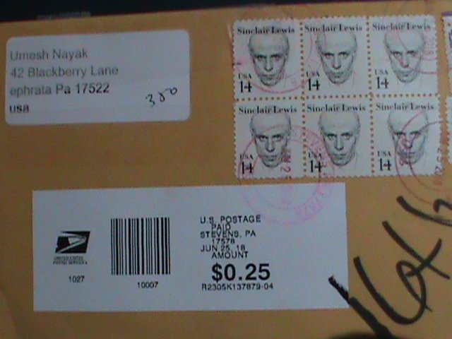 ​UNITED STATES- COMMERCIAL COVER-WITH TRACKING NUMBER & MANY  STAMPS-VERY FINE