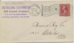 The Brandel Tea Company Chicago IL 1900 Flag cancel Advertising corner 