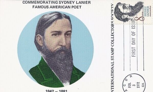 1416 8c SIDNEY LANIER - Int'l Stamp Collectors Society Maxicard