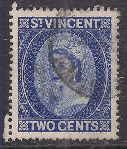 St Vincent 1955 - 63 QE2 2ct Blue used SG 190a ( C143 )