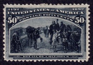 US Scott 240, 1893 Recall of Columbus, 50c slate blue, H MINT