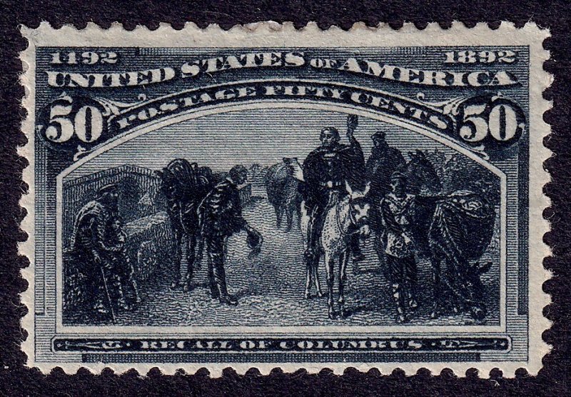 US Scott 240, 1893 Recall of Columbus, 50c slate blue, H MINT