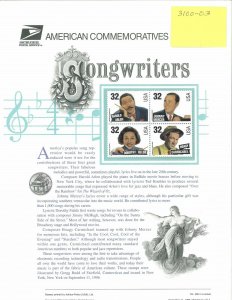 USPS COMMEMORATIVE PANEL #498 SONGWRITERS #3100-3103