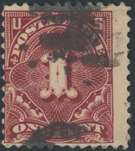 US J61b 1 cent Postage due; Used; Deep Claret -- see details and scan