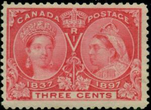 CANADA #53 3¢ bright rose, og, NH, VF, Scott $75.00