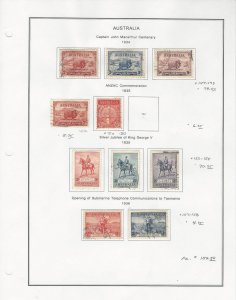 Australia Collection 1934-36 on Album Page, #147-150, 152-154, 157-158 Used