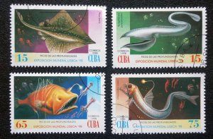 CUBA Sc# 3923-3926 MARINE LIFE ocean sea fish  Cpl set of 4  1998  used / cto