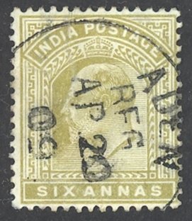 India Sc# 67 Used (a) 1902-1909 6a King Edward VII