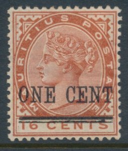 Mauritius 1891-93 One Cent on 16 Cents, 2c on 4 Cents SG 124 & 118 Sc 90 & 88
