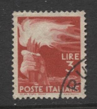 Italy - Scott 471 - Definitive -1945 -VFU - Single 3.l Stamp