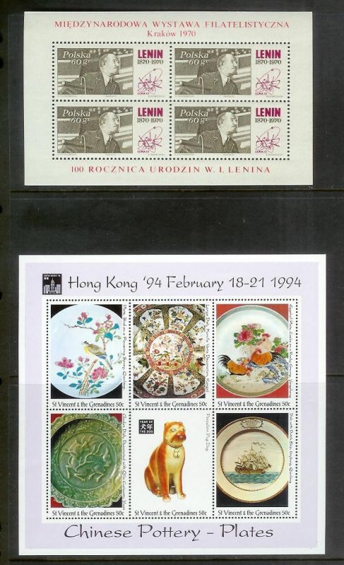 WORLDWIDE (190) Souvenir Sheets & Mini-Sheets ALL Mint Never Hinged