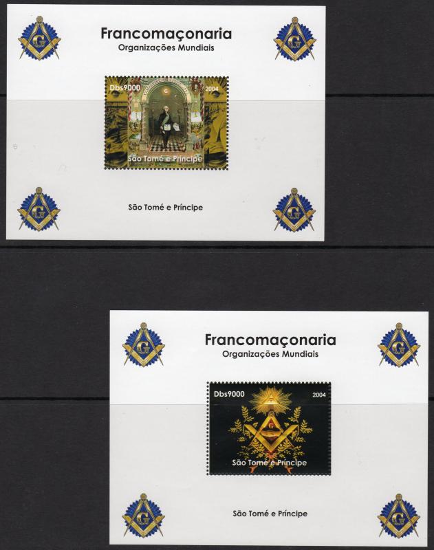 Sao Tome and Prince 2004 Freemasonry 4  Souvenir Sheets Perforated MNH