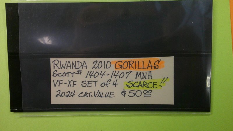 Rwanda 2010 Gorillas Scott# 1404-1407 complete MNH VF-XF