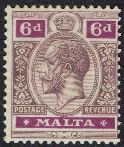 MALTA 1921 KGV 6D WMK MULTI SCRIPT CA