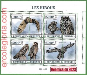 B1199 - BURUNDI - MISPERF ERROR Stamp Sheet - 2023 - Birds, OWLS-