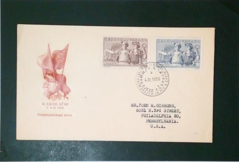 Czechoslovakia 1950 SCSP First Day Cover / Light Corner Crease - Z3583
