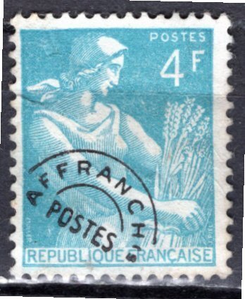 France; 1954: Sc. # 707:  MHH Pre-Cancelled Single Stamp
