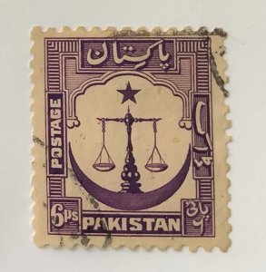 Pakistan 1948 Scott 25 used - 6p, Scales of justice