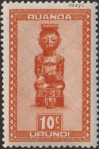 Ruanda-Urundi #90 1948 10c Carving of King Bope Kena MINT-VF-OG-NH.