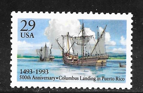 USA 2805: 29c Columbus's Ships Landing in Puerto Rico, MNH, VF