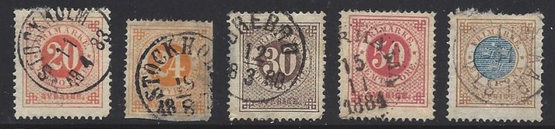 Sweden - Sc#33 34 35 36 38 CV $70