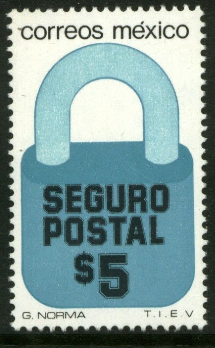 MEXICO G31, $5P Padlock Insured Letter Wmkd Fosfo Paper 2. MINT, NH. F-VF.