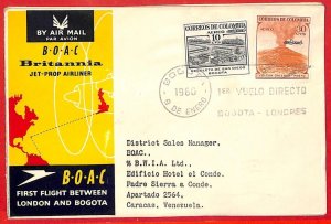 aa3407 - COLOMBIA - Postal History - FIRST FLIGHT  BOAC London - Bogota 1960