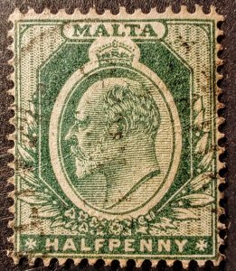 Malta. A used Halfpenny postage stamp from Malta featuring the ...