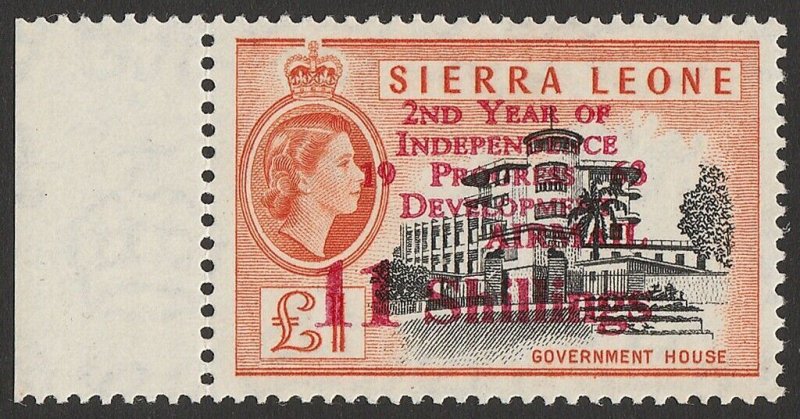 SIERRA LEONE 1963 Independence on 11/- on QEII £1. MNH **. Only 540 printed.