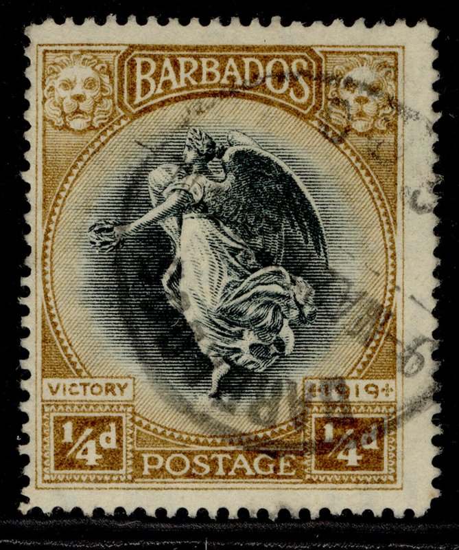 BARBADOS GV SG201, ¼d black & bistre-brown, FINE USED.