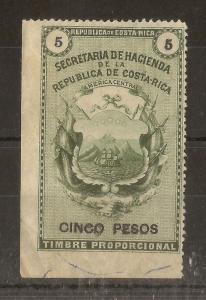 Costa Rica 5 Peso Fiscal Stamp