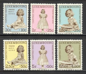 Luxembourg Scott B216-21 MNHOG - 1960 Princess Marie-Astrid Set - SCV $10.70