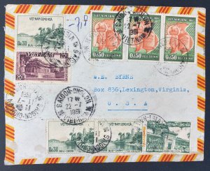 1961 Saigon Vietnam Airmail Cover To Lexington VA USA 1