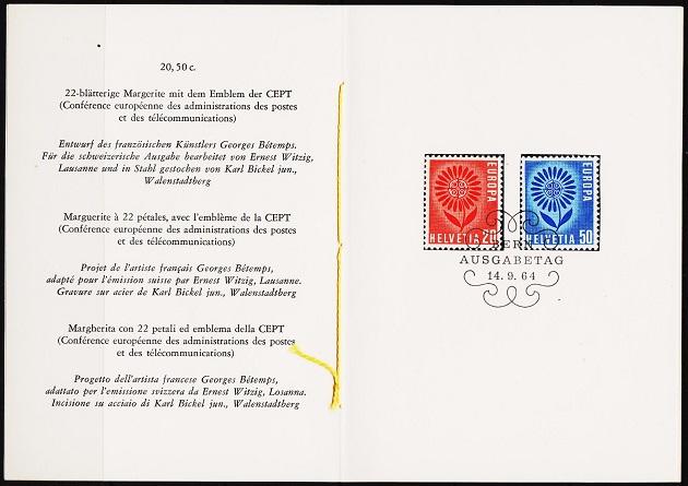 Switzerland. 1964 Presentation Pack?. S.G.696/697 Fine Used