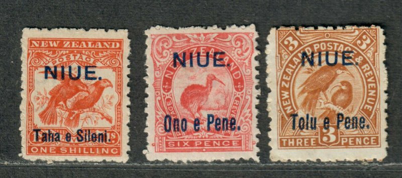 Niue Sc#10, 12+13 M/H/F-VF, Cv. $66