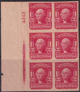 #320 Mint LH, VF, PLate number block of 6, imprint (CV $200) (CV $15 - ID3060...