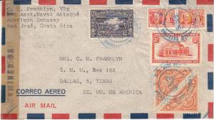 Costa Rica   1944  Censored  Cover to US