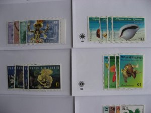 Papua New Guinea 16 different MNH 1995-2000 era sets in sales cards,very topical