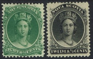 NOVA SCOTIA 1860 QV 8½C AND 12½C ON YELLOWISH PAPER