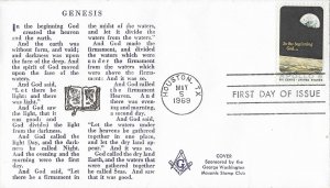 1969 FDC, #1371, 6c Apollo 8, George Washington Masonic Stamp Club