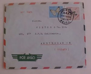 MOZAMBIQUE COMPANY COVER 1958 BEIRA TO NETHERLANDS WITH BUTTERFLY STAMP