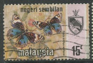 STAMP STATION PERTH Negri Sembilan #90 Butterfly Type & State Crest Used 1971