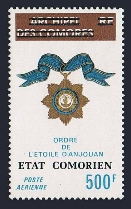 Comoro Islands C95,MNH.Michel 211. Order of the Star of Anjouan,overprinted,1975