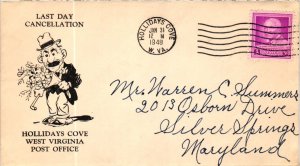 1948 Last Day Cancellation for Hollidays Cove, West Virginia Cacheted