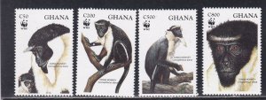 Ghana # 1674-1677, WWF - Diana Monkeys, NH, 1/2 Cat.