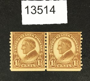 MOMEN: US STAMPS # 598 LINE PAIR MINT OG NH LOT #13514