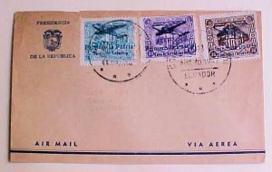 ECUADOR  UNLISTED OVERPRINTS in BLUE not BLACK on 2 DIFF. 1947 AUG 30 QUITO
