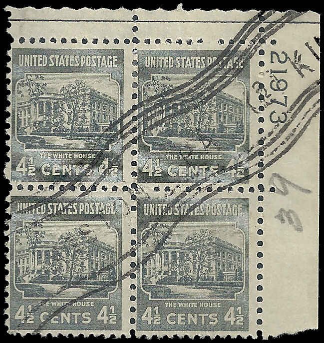 US - #809 - Used - Plate Block - SCV-1.00